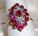 Vintage 14K Yellow & White Gold Ruby & Diamond Rin