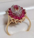 Vintage 14K Yellow & White Gold Ruby & Diamond Rin