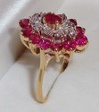 Vintage 14K Yellow & White Gold Ruby & Diamond Rin