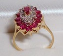 Vintage 14K Yellow & White Gold Ruby & Diamond Rin