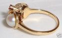 Vintage JTC 967 14K Yellow Gold Pearl & Ruby Ring 