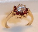 Vintage CJ LTD 585 14K Gold CZ & Garnet Ring (4¾)