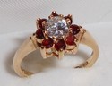 Vintage CJ LTD 585 14K Gold CZ & Garnet Ring (4¾)