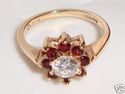 Vintage CJ LTD 585 14K Gold CZ & Garnet Ring (4¾)