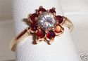 Vintage CJ LTD 585 14K Gold CZ & Garnet Ring (4¾)