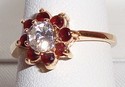 Vintage CJ LTD 585 14K Gold CZ & Garnet Ring (4¾)