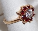 Vintage CJ LTD 585 14K Gold CZ & Garnet Ring (4¾)