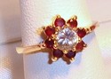 Vintage CJ LTD 585 14K Gold CZ & Garnet Ring (4¾)