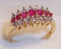 Vintage 14K Yellow & White Gold Ruby & Diamond Rin