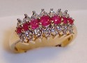 Vintage 14K Yellow & White Gold Ruby & Diamond Rin