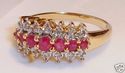 Vintage 14K Yellow & White Gold Ruby & Diamond Rin