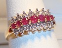 Vintage 14K Yellow & White Gold Ruby & Diamond Rin