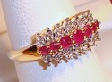 Vintage 14K Yellow & White Gold Ruby & Diamond Rin