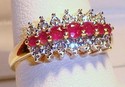 Vintage 14K Yellow & White Gold Ruby & Diamond Rin