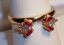 Vintage 14K Yellow Gold Ruby & Diamond Ring Guard 