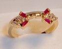 Vintage 14K Yellow Gold Ruby & Diamond Ring Guard 