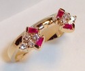 Vintage 14K Yellow Gold Ruby & Diamond Ring Guard 