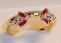 Vintage 14K Yellow Gold Ruby & Diamond Ring Guard 