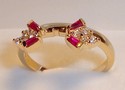 Vintage 14K Yellow Gold Ruby & Diamond Ring Guard 