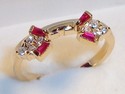 Vintage 14K Yellow Gold Ruby & Diamond Ring Guard 