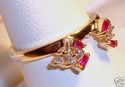 Vintage 14K Yellow Gold Ruby & Diamond Ring Guard 