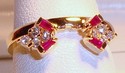 Vintage 14K Yellow Gold Ruby & Diamond Ring Guard 