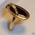 Vintage 10K Yellow Gold Black Onyx & Diamond Ring 