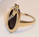 Vintage 10K Yellow Gold Black Onyx & Diamond Ring 