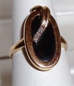 Vintage 10K Yellow Gold Black Onyx & Diamond Ring 