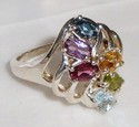 Vintage 925 Sterling Silver Multi-Gem Ring (6) 