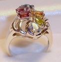 Vintage 925 Sterling Silver Multi-Gem Ring (6) 