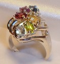 Vintage 925 Sterling Silver Multi-Gem Ring (6) 