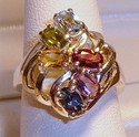 Vintage 925 Sterling Silver Multi-Gem Ring (6) 