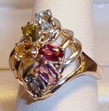 Vintage 925 Sterling Silver Multi-Gem Ring (6) 