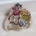 Vintage 925 Sterling Silver Multi-Gem Ring (6) 