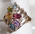 Vintage 925 Sterling Silver Multi-Gem Ring (6) 