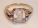 Vintage 10K Yellow Gold Clear Goshenite (Beryl) Ri