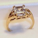 Vintage 10K Yellow Gold Clear Goshenite (Beryl) Ri