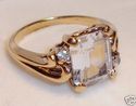 Vintage 10K Yellow Gold Clear Goshenite (Beryl) Ri