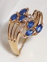 Vintage 14K Yellow Gold Sapphire & Diamond Ring (6