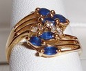 Vintage 14K Yellow Gold Sapphire & Diamond Ring (6