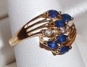 Vintage 14K Yellow Gold Sapphire & Diamond Ring (6