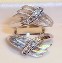 Vintage 14K White Gold Diamond Texture Ring Guard 