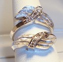 Vintage 14K White Gold Diamond Texture Ring Guard 