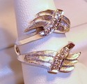 Vintage 14K White Gold Diamond Texture Ring Guard 