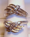 Vintage 14K White Gold Diamond Texture Ring Guard 