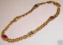 Vintage Italy 14K Yellow Gold Multi-Gem Bracelet, 