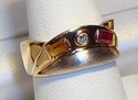 Vintage 14K Gold Multi Gem & Diamond Ring (6¼) 