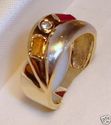 Vintage 14K Gold Multi Gem & Diamond Ring (6¼) 