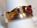 Vintage 14K Gold Multi Gem & Diamond Ring (6¼) 